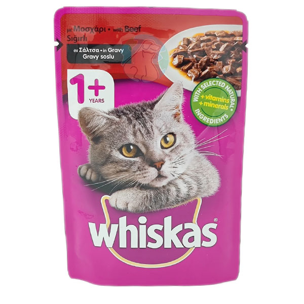 پوچ گربه بالغ با طعم گوشت گاو Whiskas